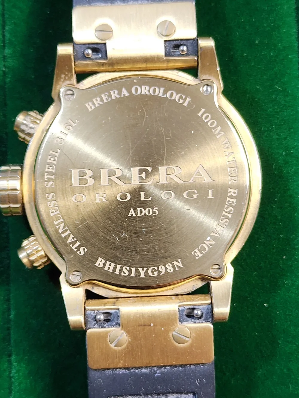 $980/Brera Orologi Chronograph Watch Gold Tone White Dial For Repair Not Working